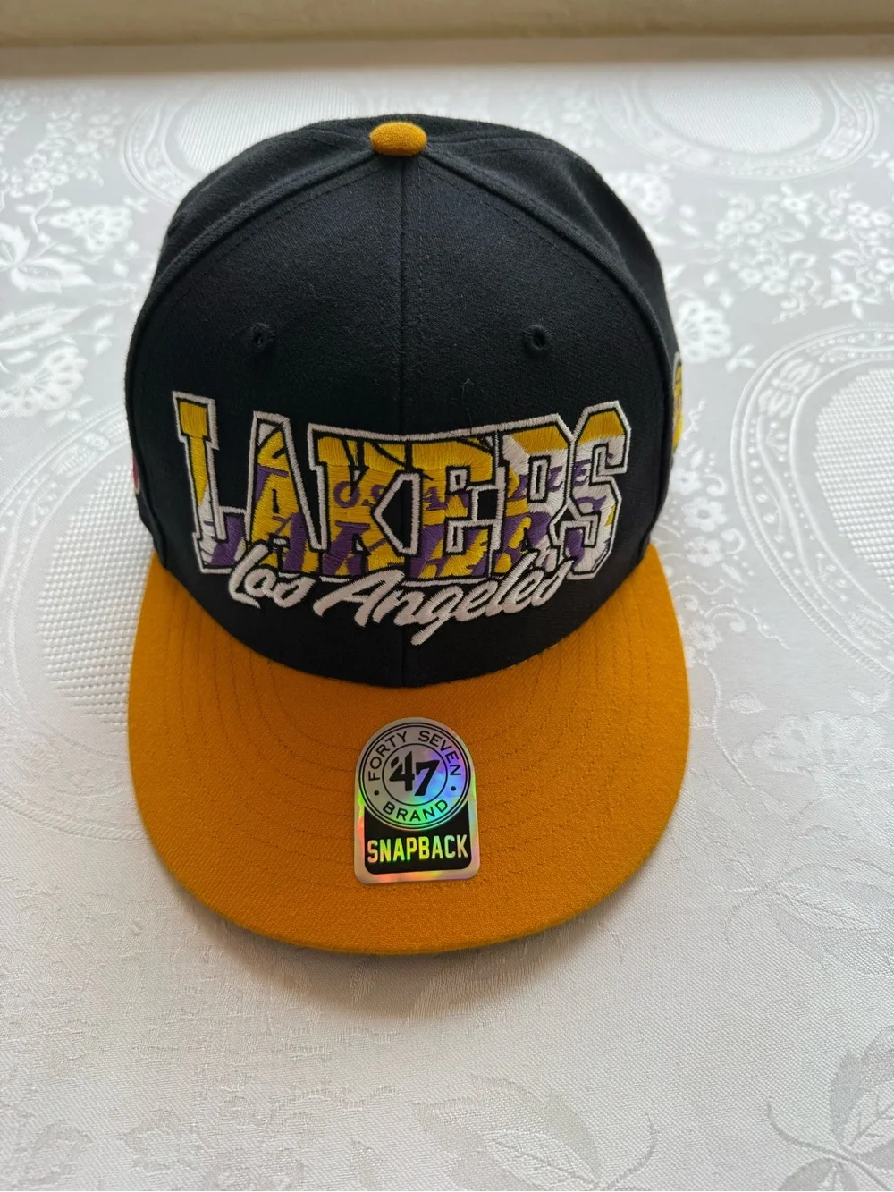 Forty Seven Brand Los Angeles Lakers Black/Gold Snapback Hat Embroidered Cup HWC